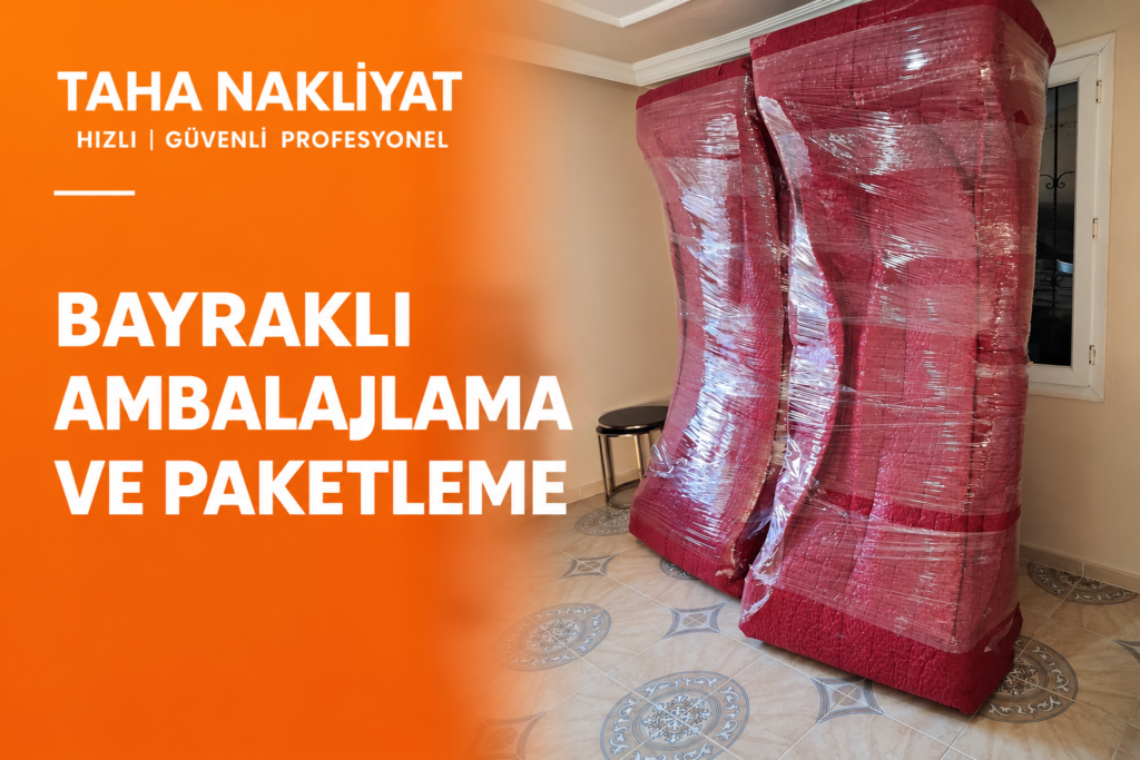 Taha Nakliyat tarafından koruyucu ambalaj ve streç film ile paketlenmiş ev mobilyaları