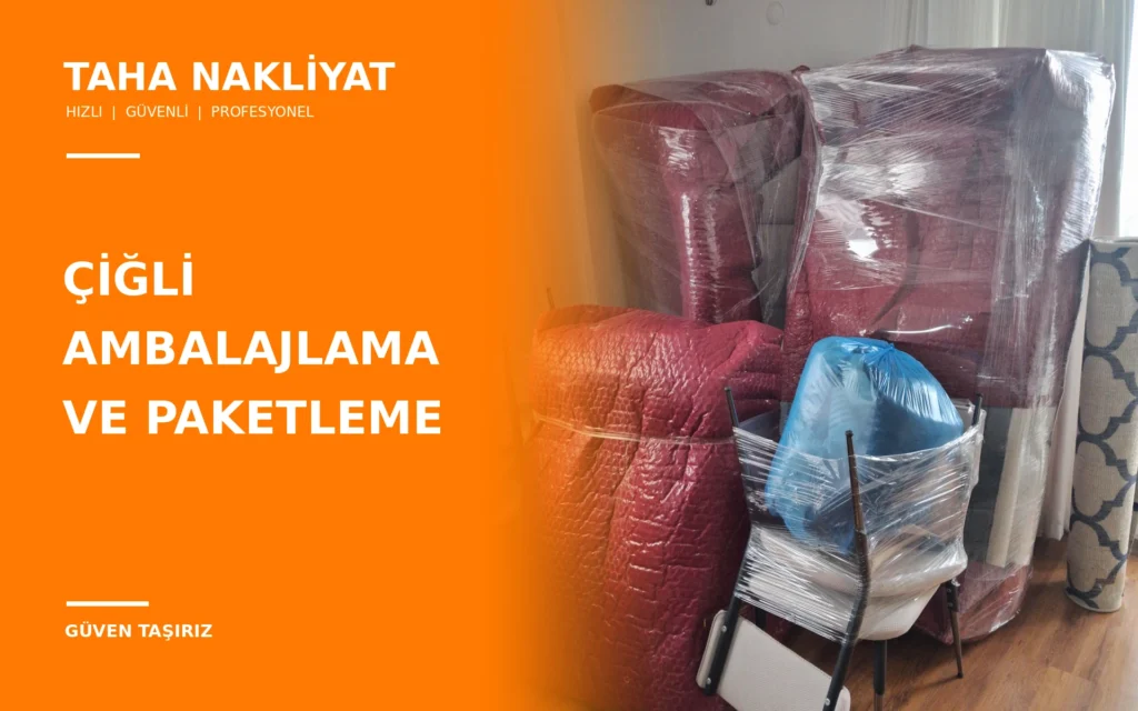 Taha Nakliyat tarafından koruyucu ambalaj malzemeleriyle paketlenmiş ev eşyaları